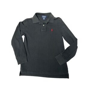 Polo Ralph Lauren Boys Long Sleeve Polo Shirt Black Red Pony Logo Size M (10-12)